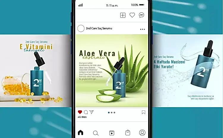 kozmetik ürünü Instagram sosyal medya post tasarımı
